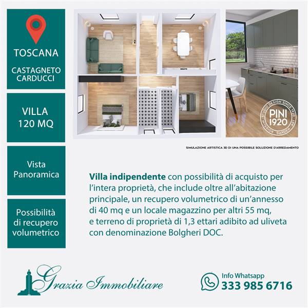 Villa indipendente con giardino privato e uliveta in Bolgheri DOC